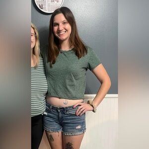 Next Level Apparel Green Short Sleeve Crop Top M